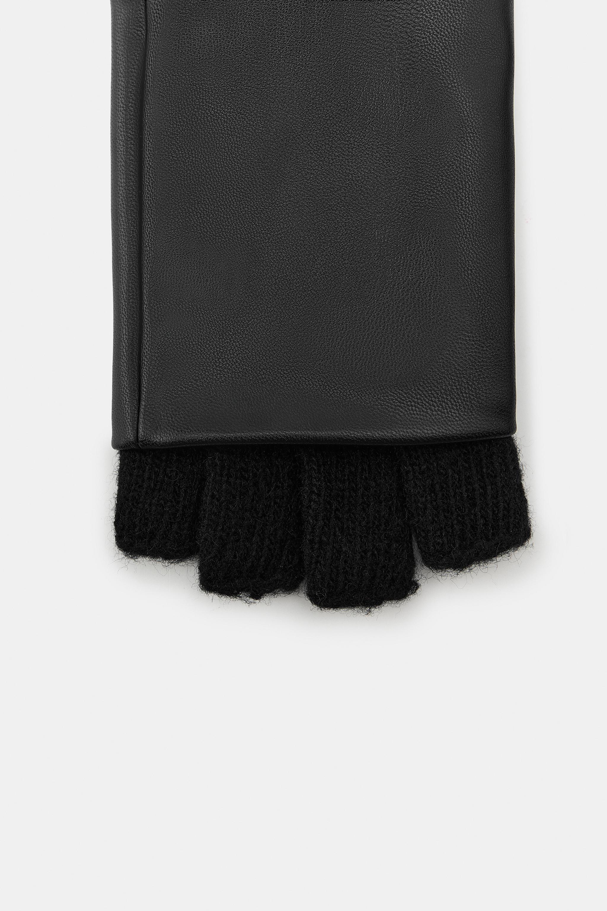 COMBINATION FAUX LEATHER MITTENS